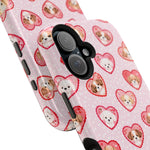 Pink Puppy Heart Pattern MagSafe Impact-Resistant iPhone Case, Valentine Phone Cover