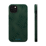 Topographic Green Magnetic Impact-Resistant iPhone Case | MagSafe compatible  Shamo's iPhone 14 Plus / Glossy
