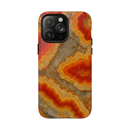 Agate Glow Marble iPhone Case Orange Geode Stone Design with MagSafe - Shamo's