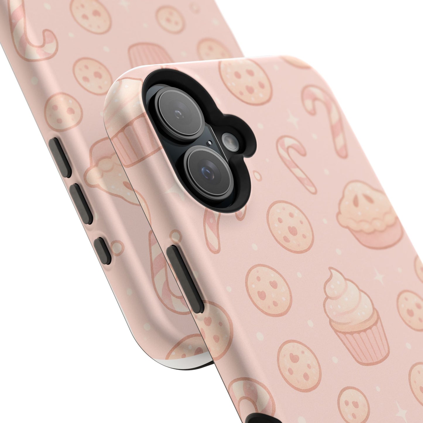 Pink Holiday Sweets Pattern (Cupcake, Pie, Candy Cane) iPhone Case with MagSafe