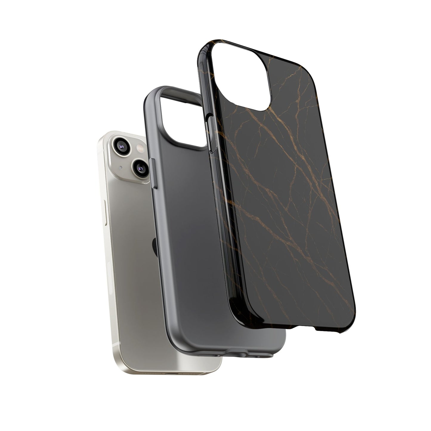 Black Marble Tough iPhone Case