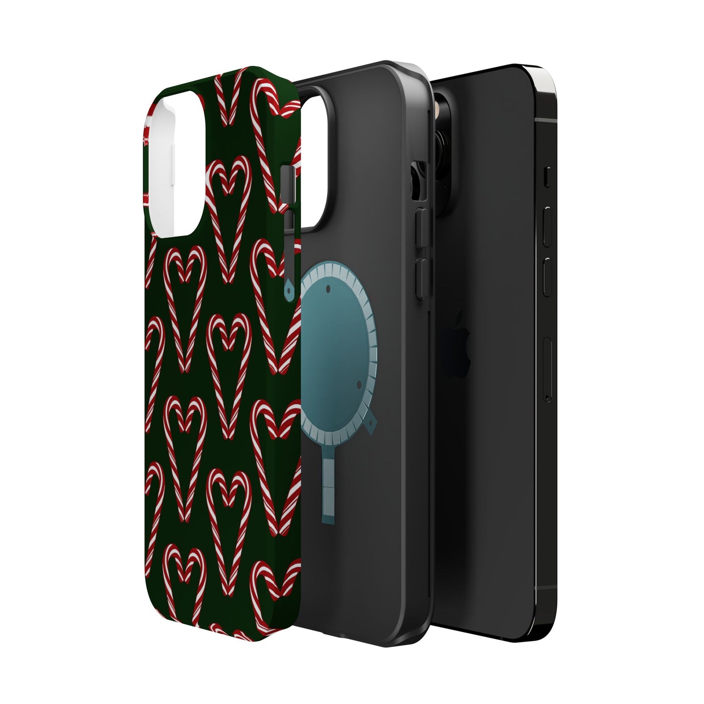 Candy Cane Heart MagSafe Impact-Resistant iPhone Case