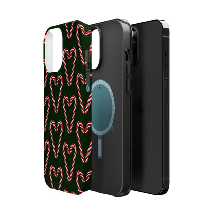 Candy Cane Heart MagSafe Impact-Resistant iPhone Case