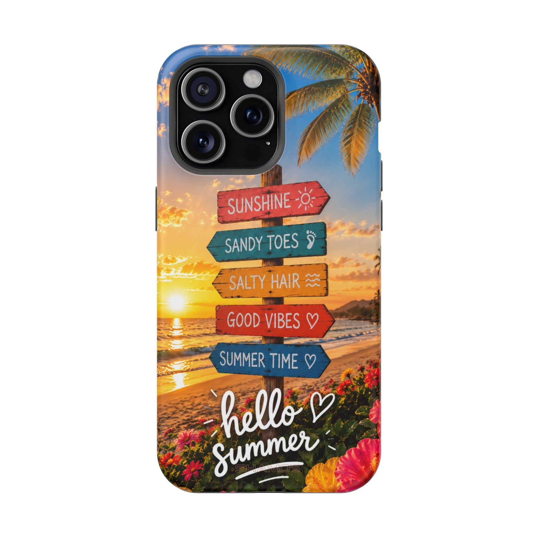 Hello Summer Phone Case — Tropical Beach MagSafe Impact-Resistant Case