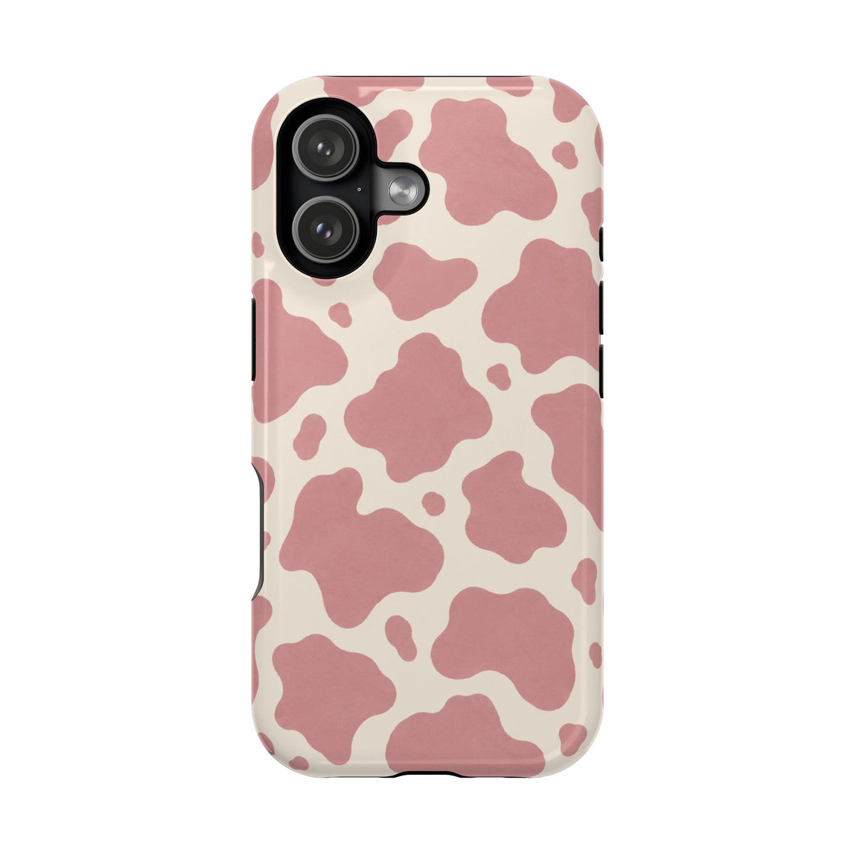 Rose Cowprint – Pink Cow Print MagSafe Phone Case, glossy iPhone 17, rear view