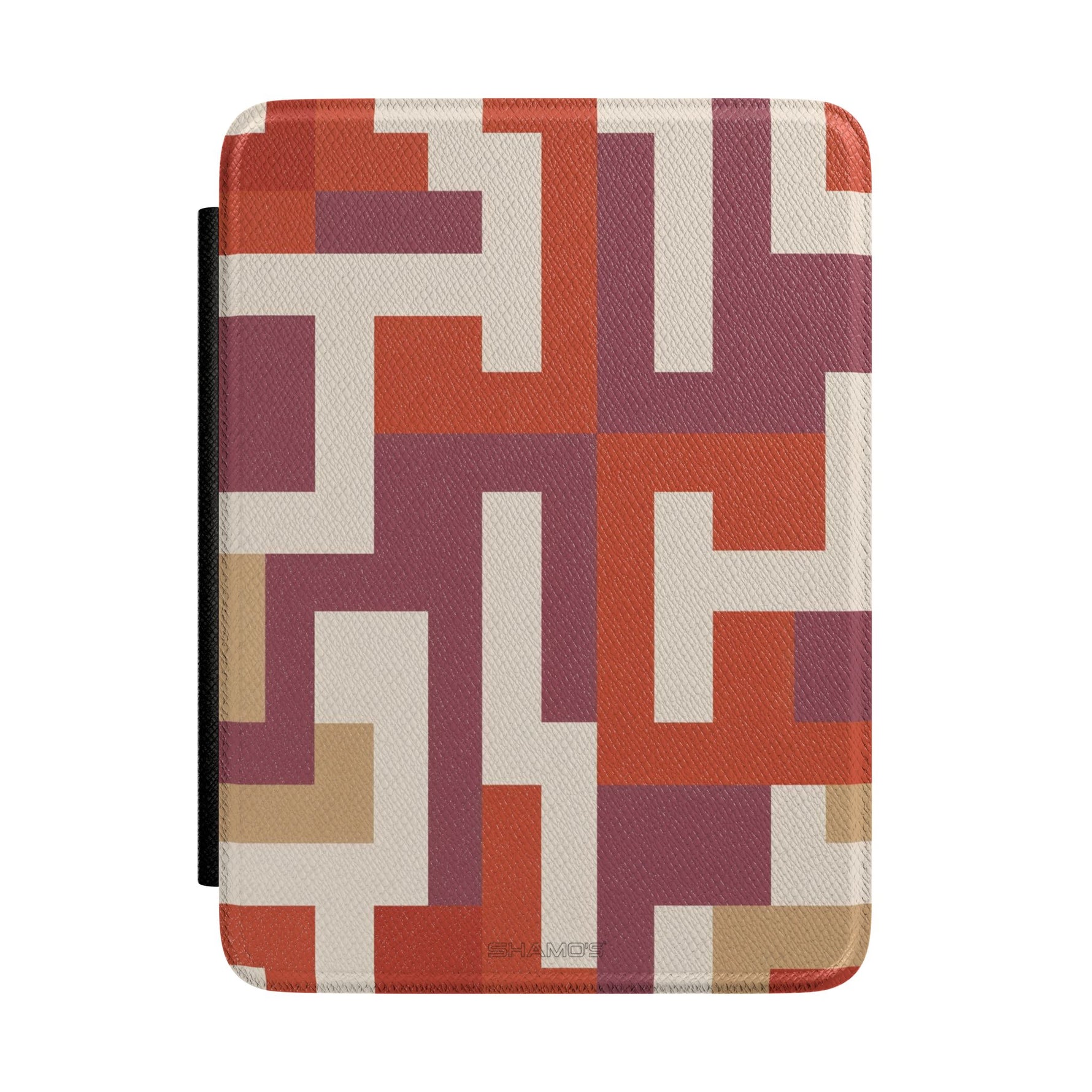 Retro Geometric Kindle Case — Bold Red & Terracotta Pattern