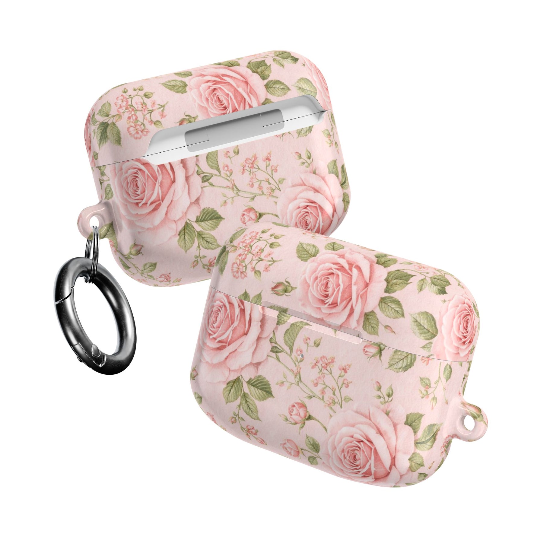 Floral Rose AirPod Case, Pink Vintage Rosebud Protective Cover - AirPods Pro Gen 1 / White / Glossy - Shamo's