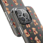 Romantic Teddy Bear Impact-Resistant Phone Case with Heart Design