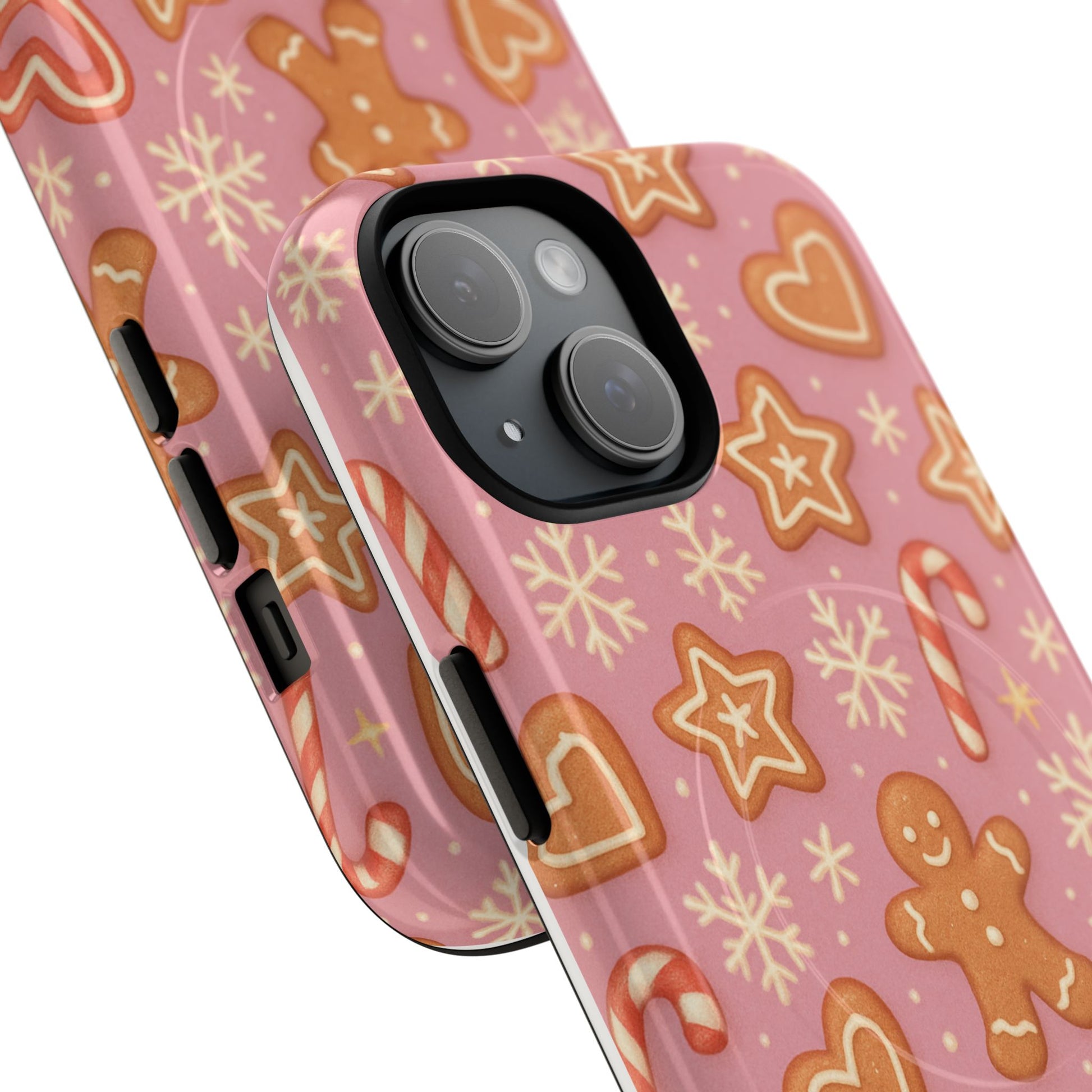 Pink Gingerbread Holiday iPhone Case with MagSafe compatibility - Shamo's