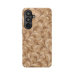 Saddle Scrolls – Tan Western Scrollwork MagSafe Phone Case, glossy Samsung Galaxy S26 Plus, rear view