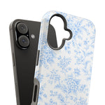 Preppy Look Blue Floral Impact-Resistant Phone Case and MagSafe Compatible