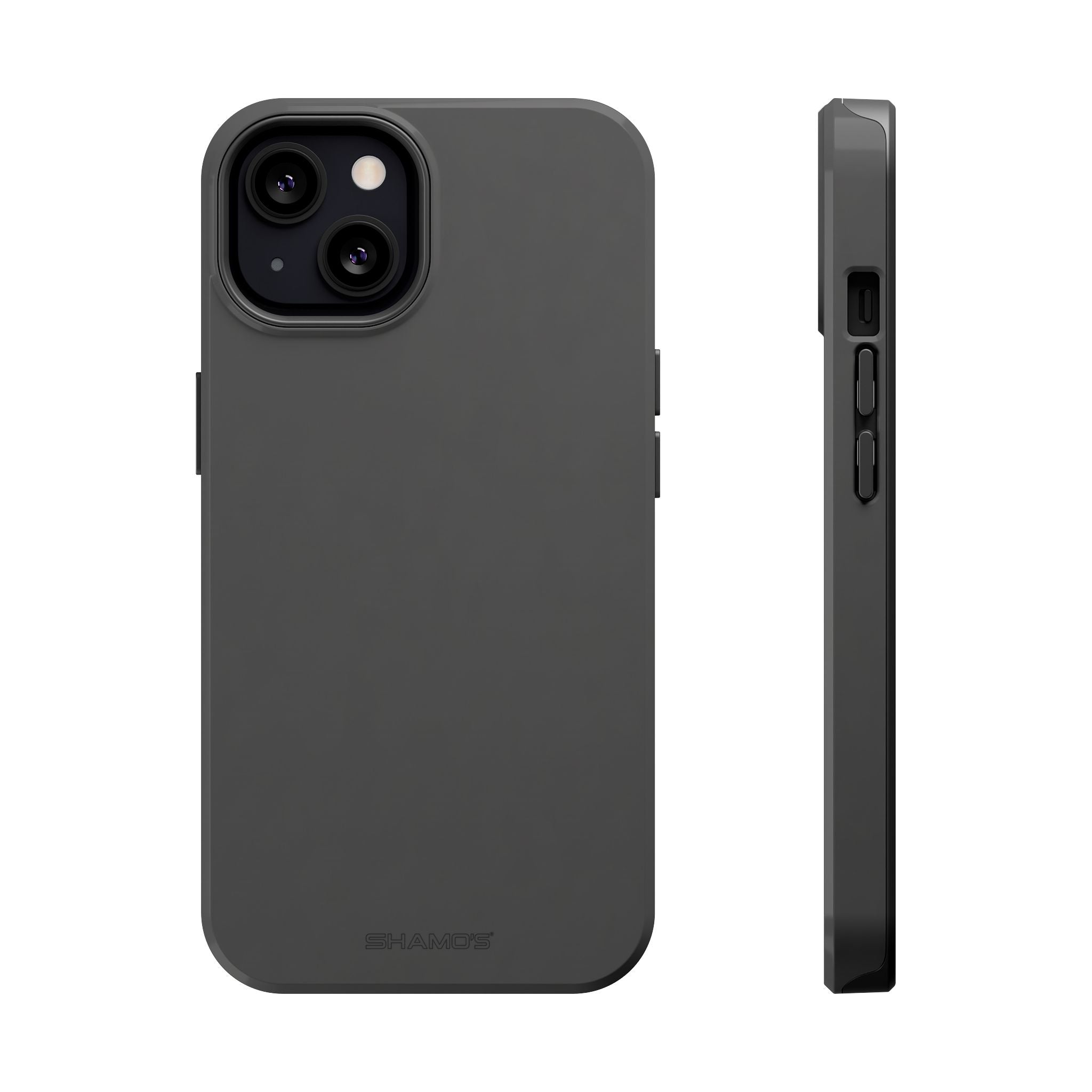 Charcoal Ink Black Solid Color Impact-Resistant iPhone Case | Slim Shockproof Magsafe-Compatible - iPhone 13 / Glossy - Shamo's