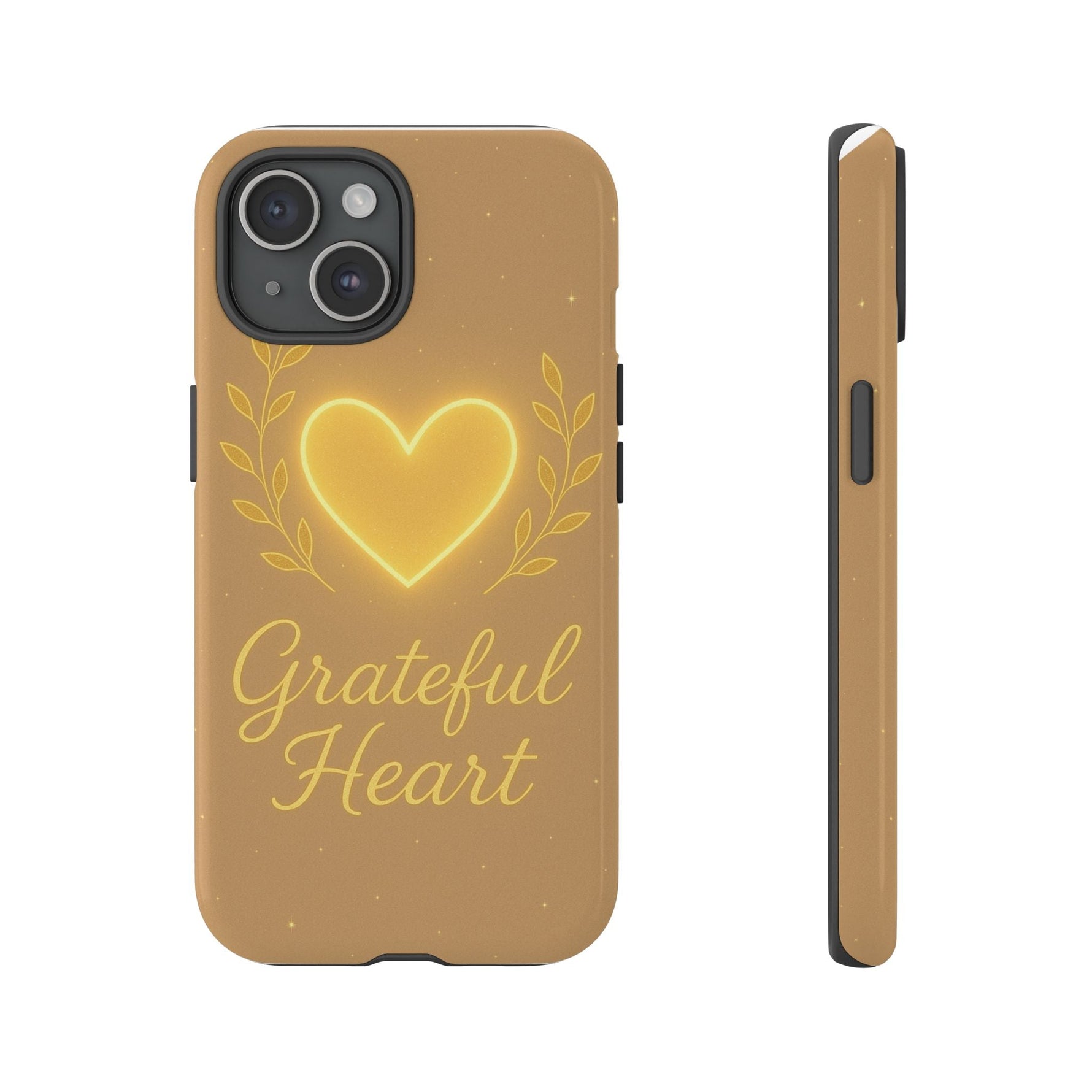 Grateful Heart iPhone Case — Warm Neon Heart  Shamo's iPhone 15 / Glossy