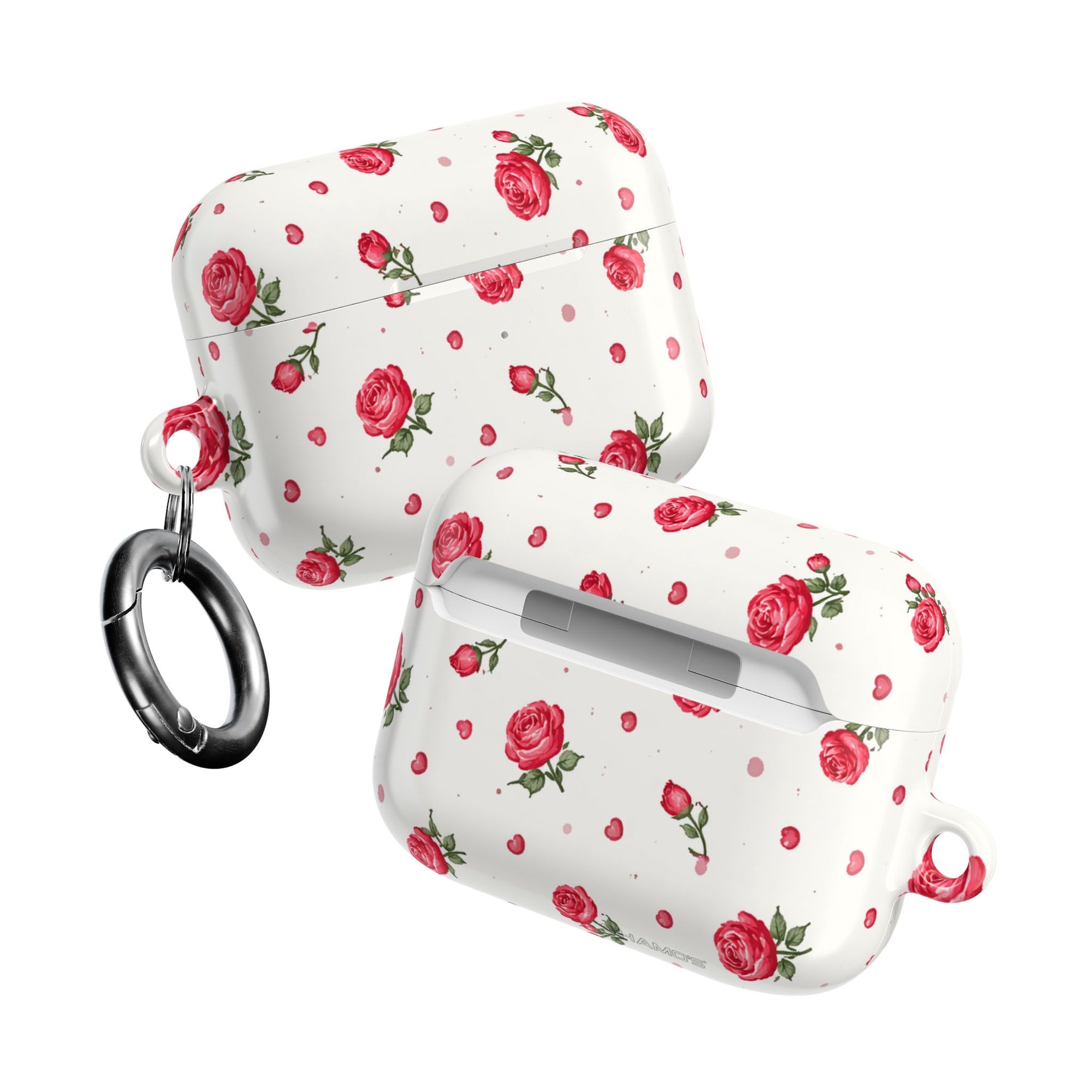 Floral Rose Pattern AirPod Case — Vintage Pink Rose Protective Cover - AirPods Pro Gen 1 / White / Glossy - Shamo's