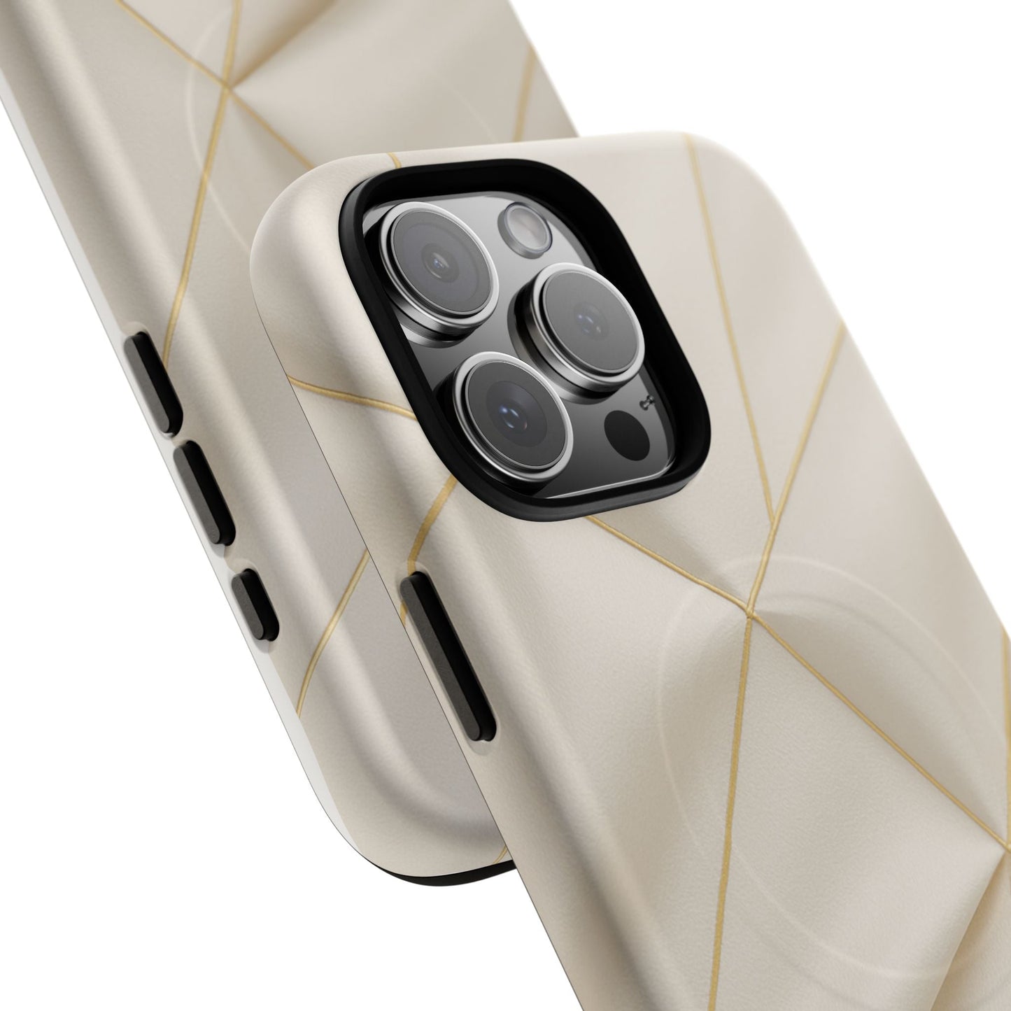 Beige Gold Geometric Luxury Series iPhone Case with MagSafe