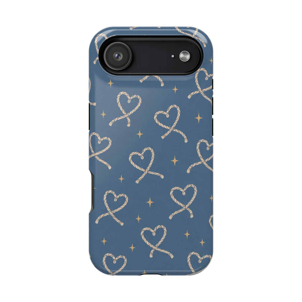 Lasso Hearts – Blue Western Heart MagSafe Phone Case, glossy iPhone 17 Air, rear view