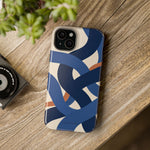 Indigo Loom MagSafe Phone Case – Blue & Ivory Abstract Woven Pattern