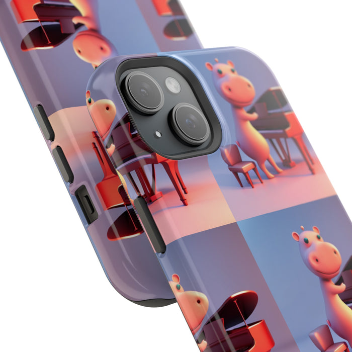 MagSafe Tough Cases with Tiny cute hippo playing a piano