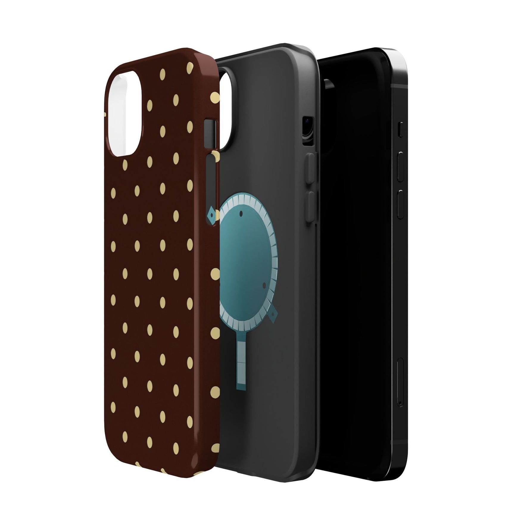 Polka Dot iPhone Case — Brown & Cream Protective Cover with MagSafe compatibility  Shamo's