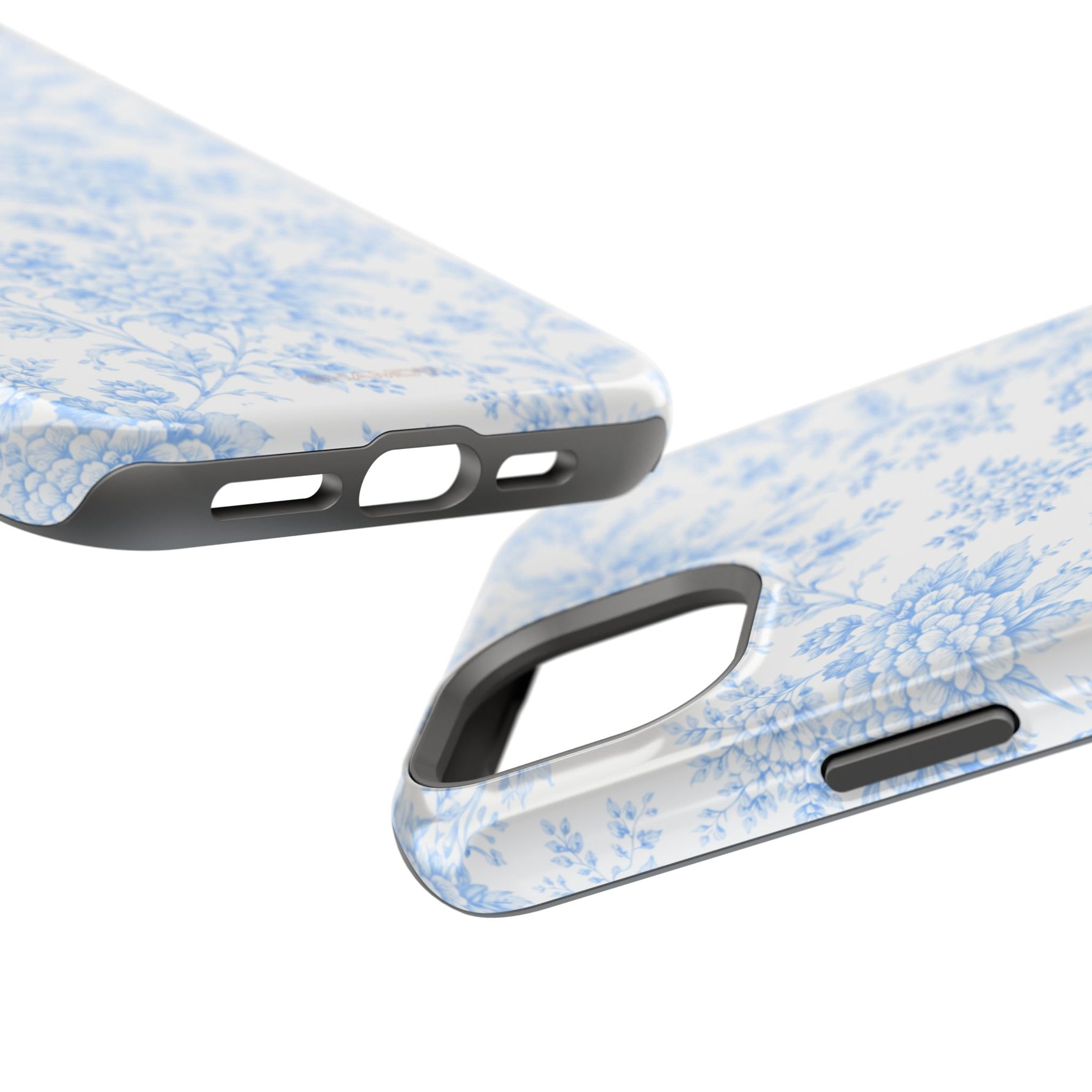 Preppy Look Blue Floral Impact-Resistant Phone Case and MagSafe Compatible
