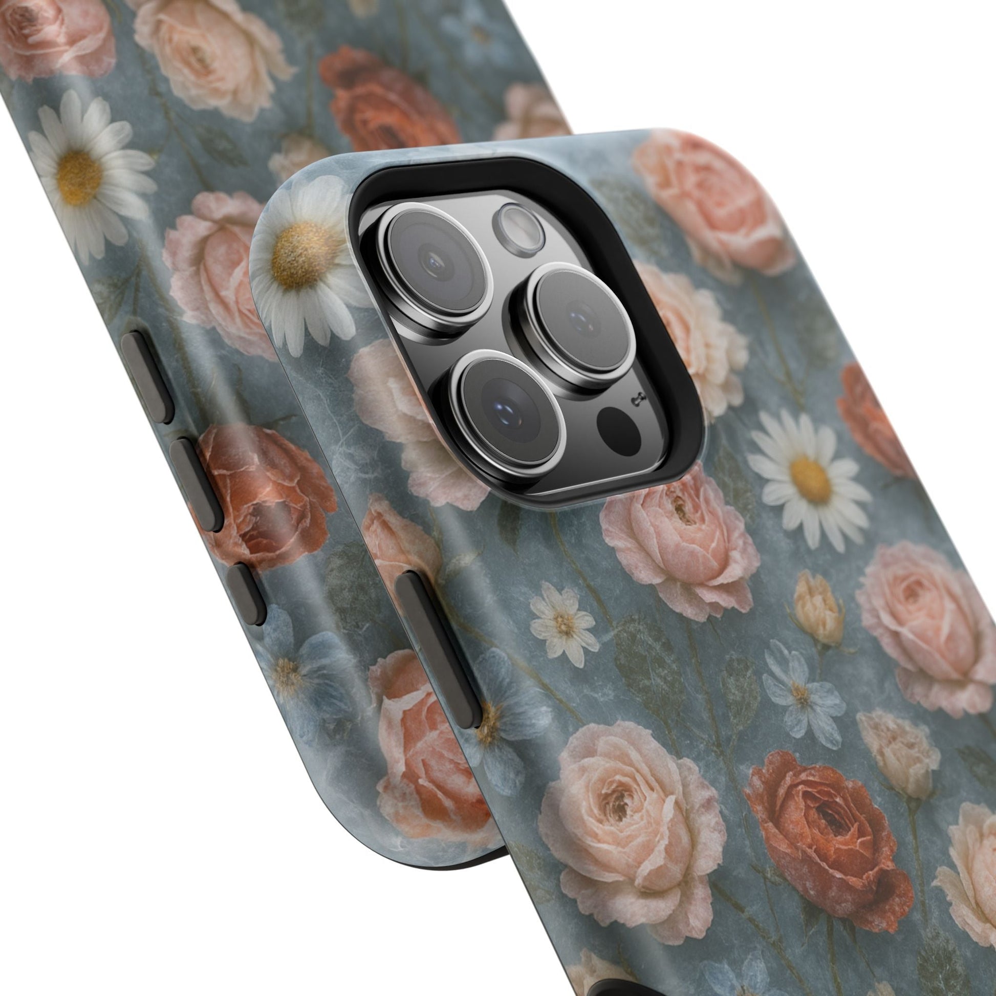 Frozen Floral Vintage Roses & Daisies iPhone Case with MagSafe compatibility  Shamo's