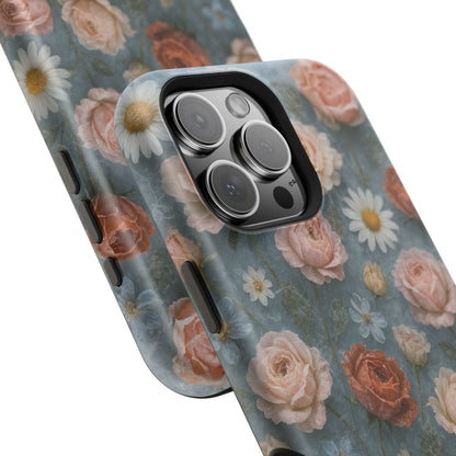 Frozen Floral Vintage Roses & Daisies iPhone Case with MagSafe compatibility  Shamo's