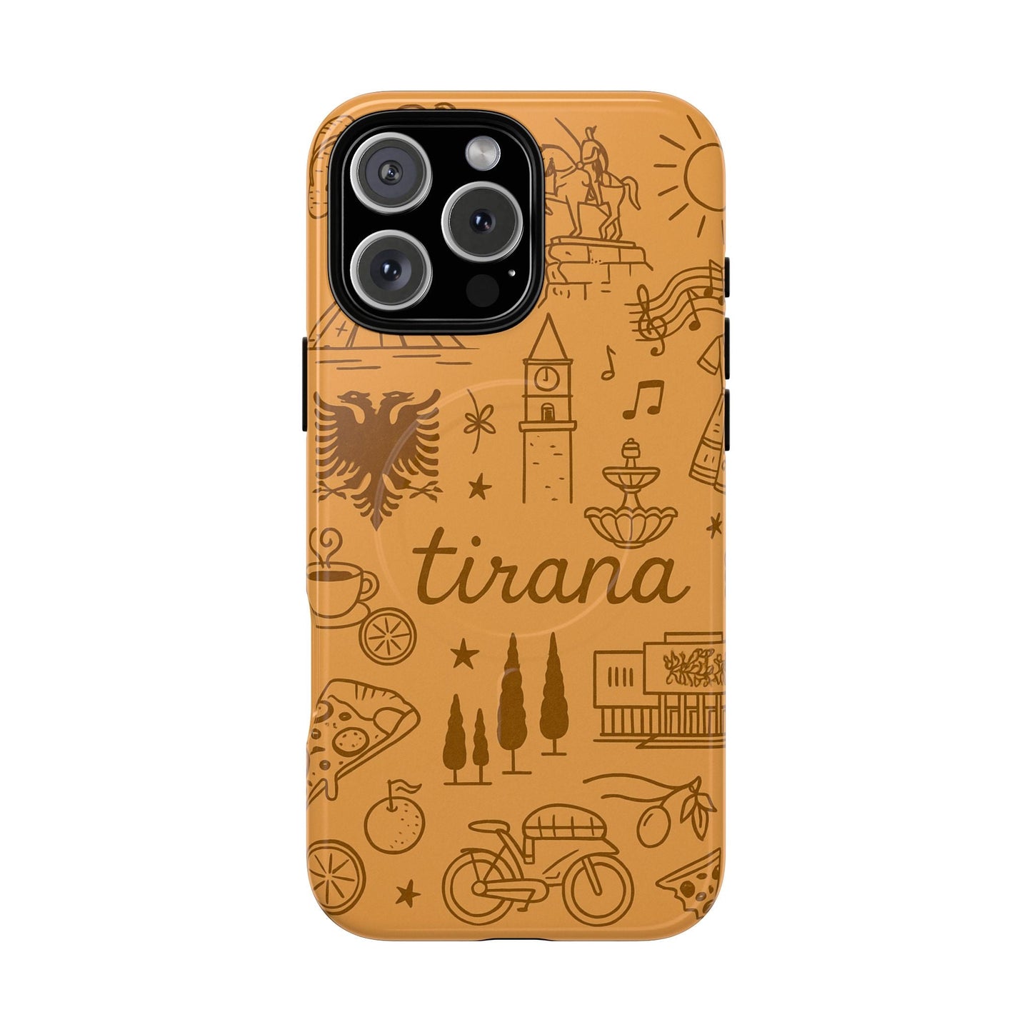 Tirana Illustrated Hand-Drawn iPhone Case — Albanian Landmarks & Icons | MagSafe compatible