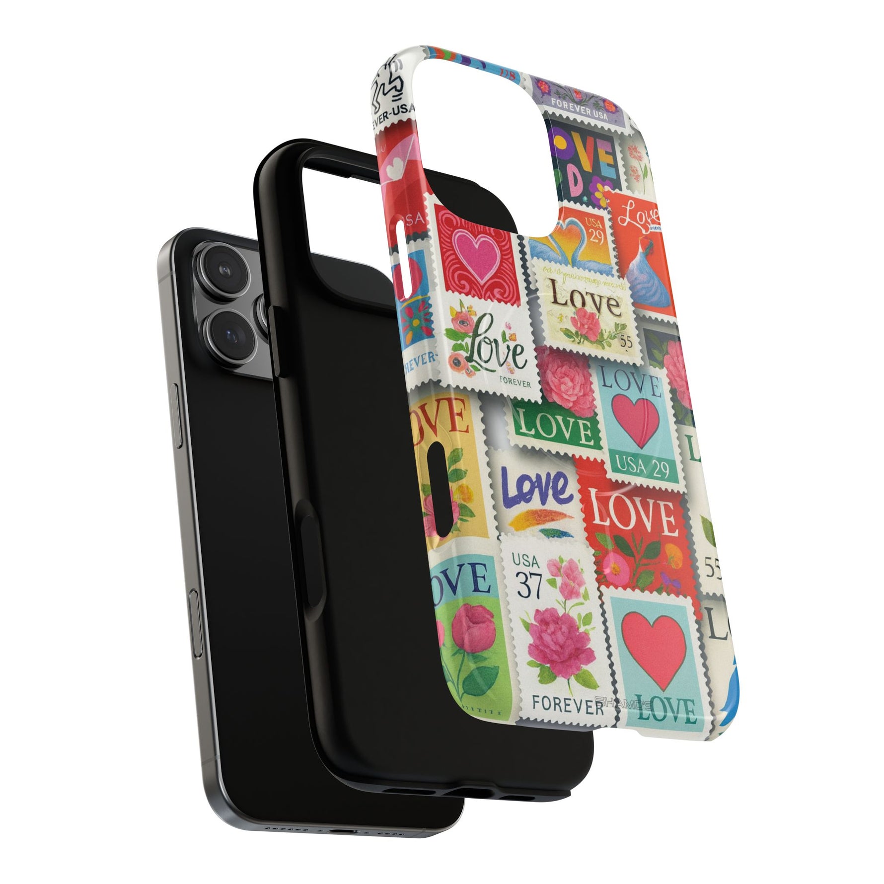 Vintage Romantic Love Stamp iPhone Case | Tough Protection + MagSafe