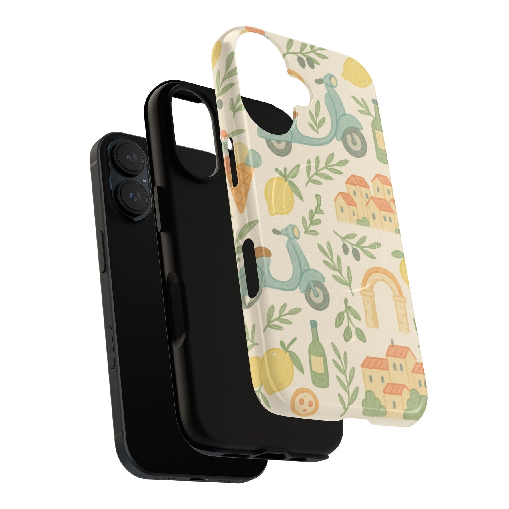 Italian Summer Drawing  iPhone Case — Lemon & Vespa Pattern Tough MagSafe Case  Shamo's