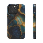 Blue Gold Agate Tough Phone Case Marble Stone Design  Shamo's iPhone 14 Pro Max