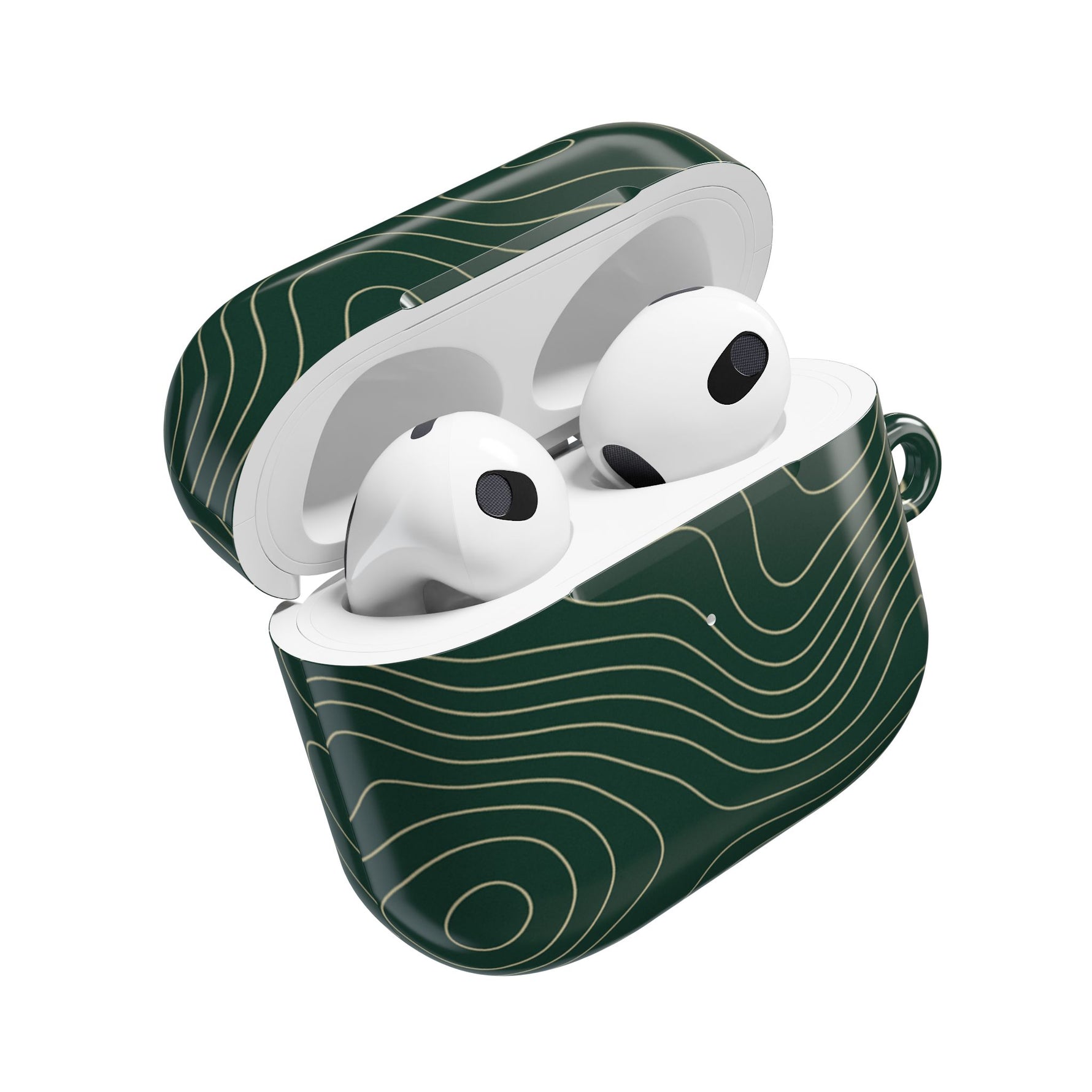 Topographic Green AirPod Case, Minimal Contour Design