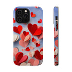3D Paper Hearts Valentine Love iPhone Case with MagSafe Compatibility, Personalizable - iPhone 14 Pro Max / Glossy - Shamo's