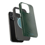 Topographic Green Magnetic Impact-Resistant iPhone Case | MagSafe compatible  Shamo's