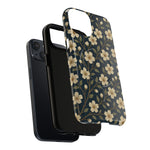 Navy Cherry Blossom Floral iPhone Case - Compatible with MagSafe - Shamo's