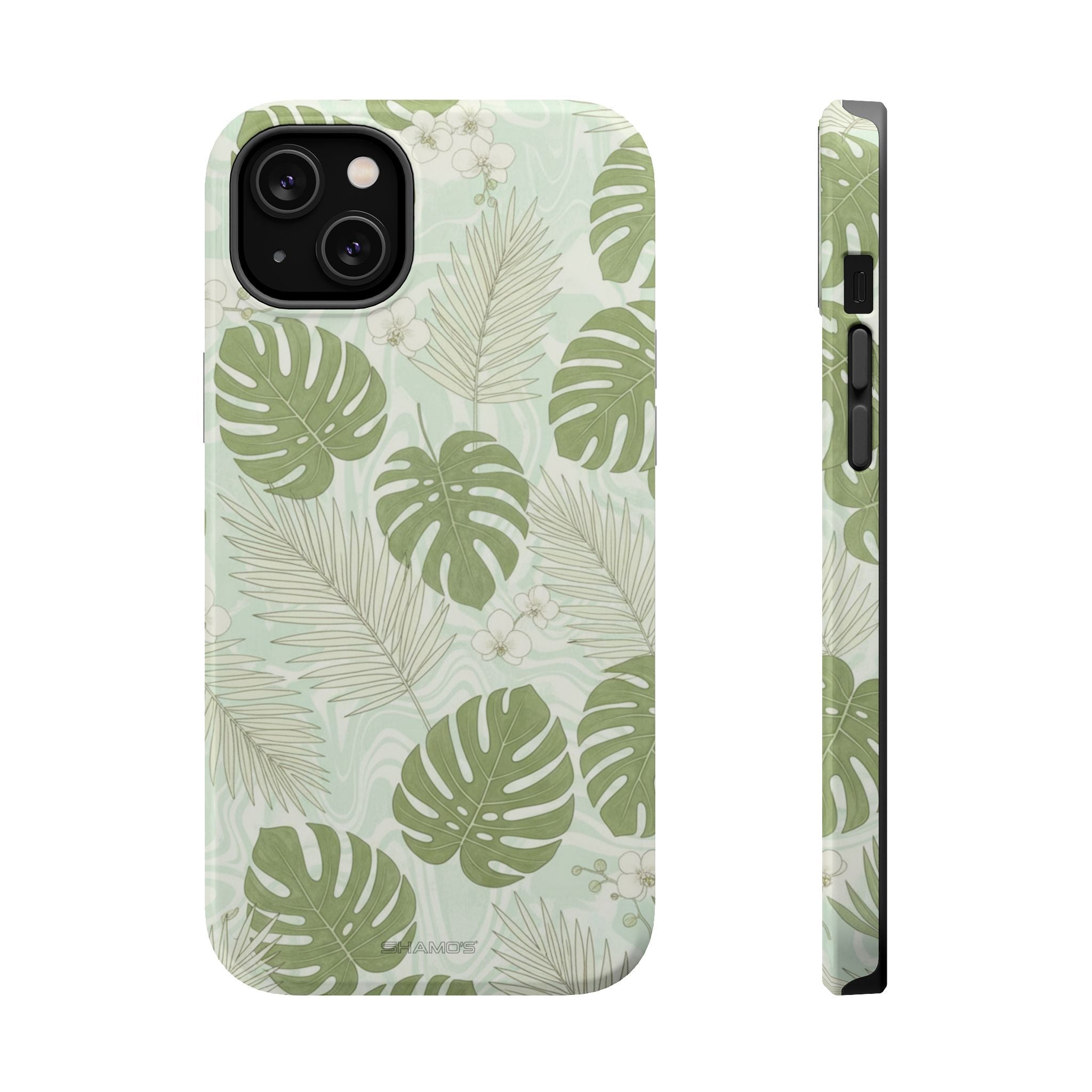 Tropical Monstera Phone Case, Impact-Resistant Magnetic iPhone Cover with MagSafe Compatibility - iPhone 14 Plus / Glossy - Shamo's