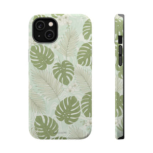 Tropical Monstera Phone Case, Impact-Resistant Magnetic iPhone Cover with MagSafe Compatibility - iPhone 14 Plus / Glossy - Shamo's