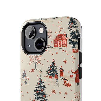 Winter Village Holiday Tough iPhone Case — Vintage Holidays & Snow Scene