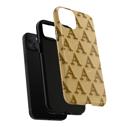 Gold Monogram 'A' iPhone Case with MagSafe - Shamo's