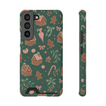 Holiday Gingerbread Phone Case with Card Holder — Festive Green Candy Cane Design  Shamo's Samsung Galaxy S22 / Matte / Without gift packagin