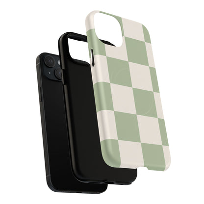 Sage Checkerboard Tough iPhone Case - Compatible with MagSafe