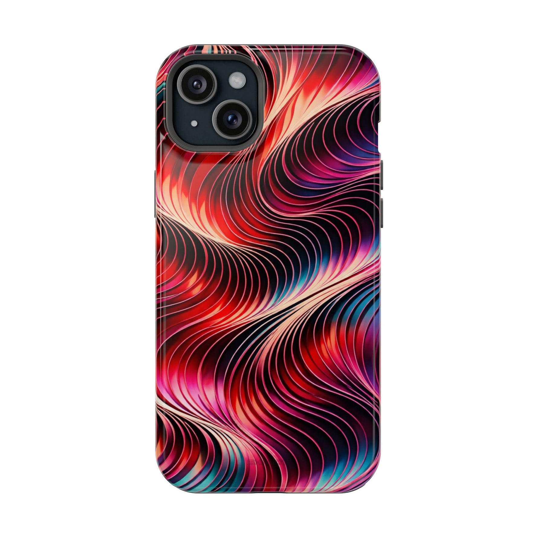 Abstract Red Wave Magnetic Impact-Resistant Phone Case | MagSafe