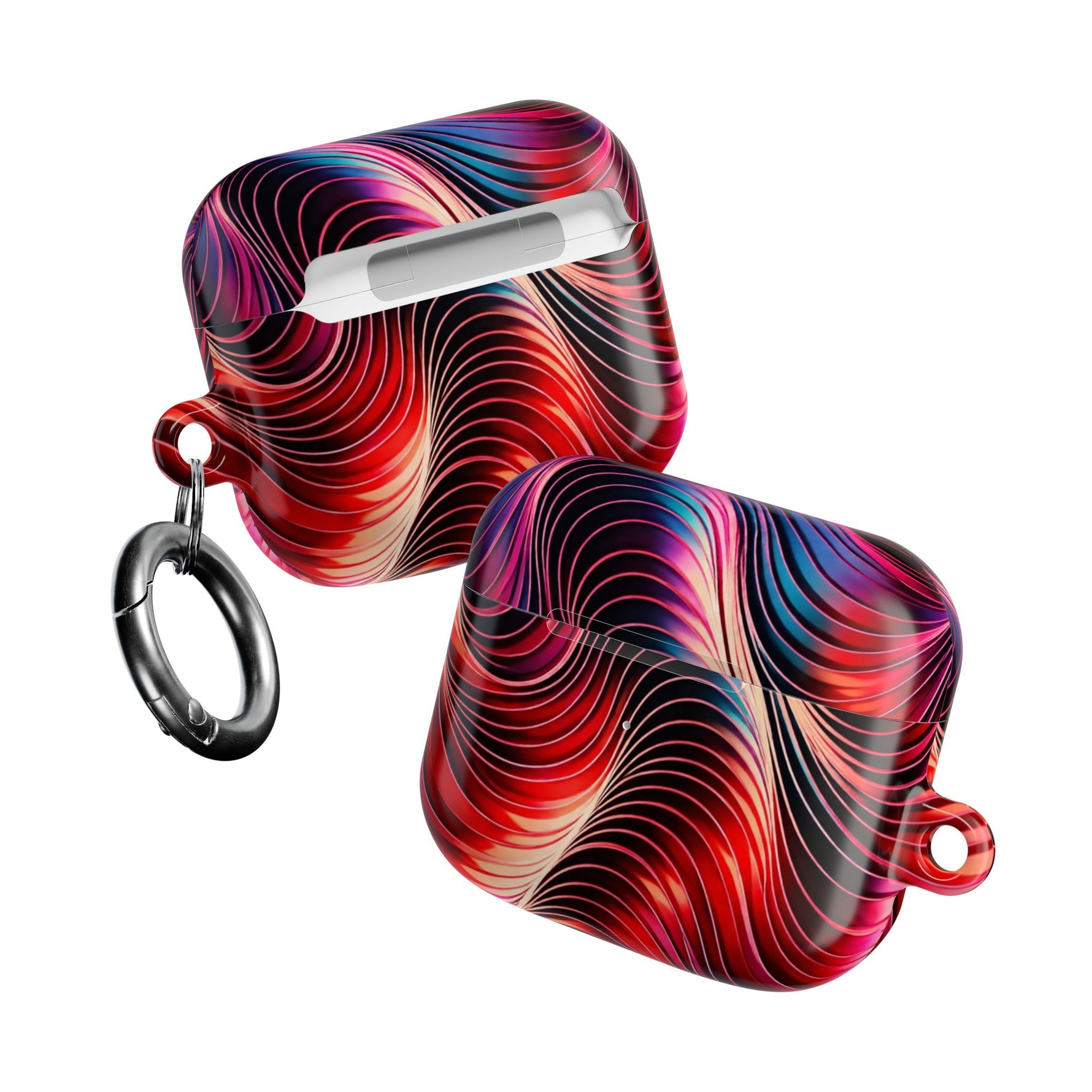 AirPods Case,  Red & Pink Abstract Wave Pattern Protective Cover