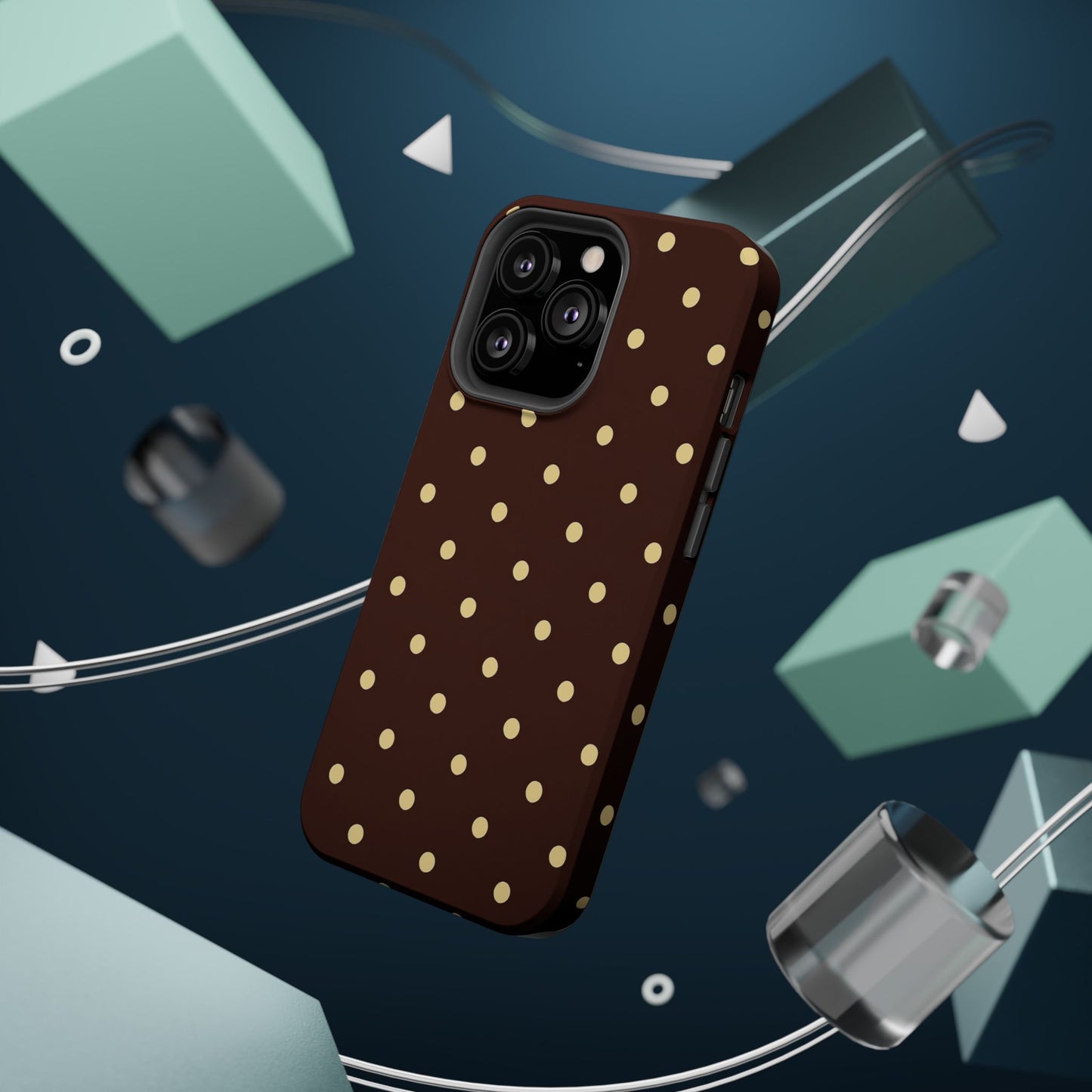 Polka Dot iPhone Case — Brown & Cream Protective Cover with MagSafe compatibility