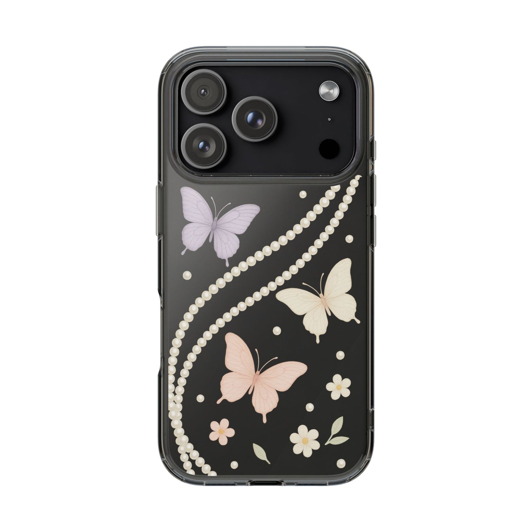 Butterfly Pearl Impact-Resistant Clear iPhone Case - iPhone 17 Pro / Without gift packaging - Shamo's
