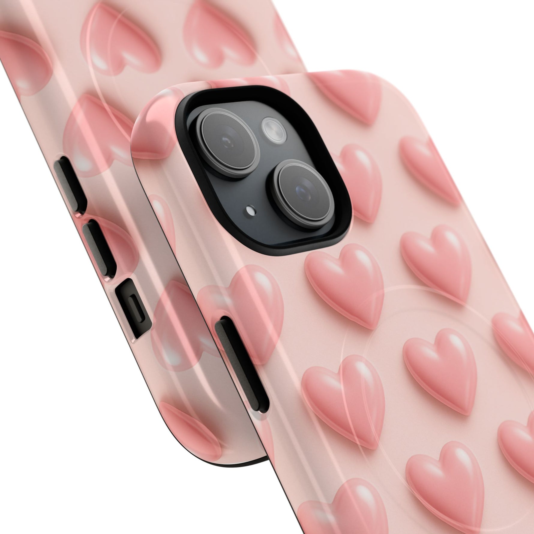 Baby Pink Pearl Hearts 3D iPhone Case | MagSafe - Shamo's