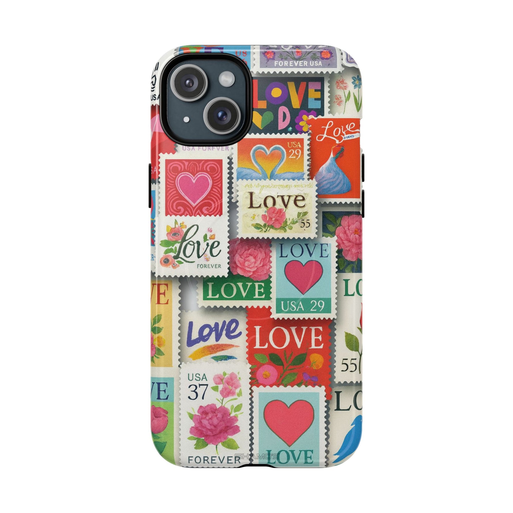 Vintage Romantic Love Stamp iPhone Case | Tough Protection + MagSafe