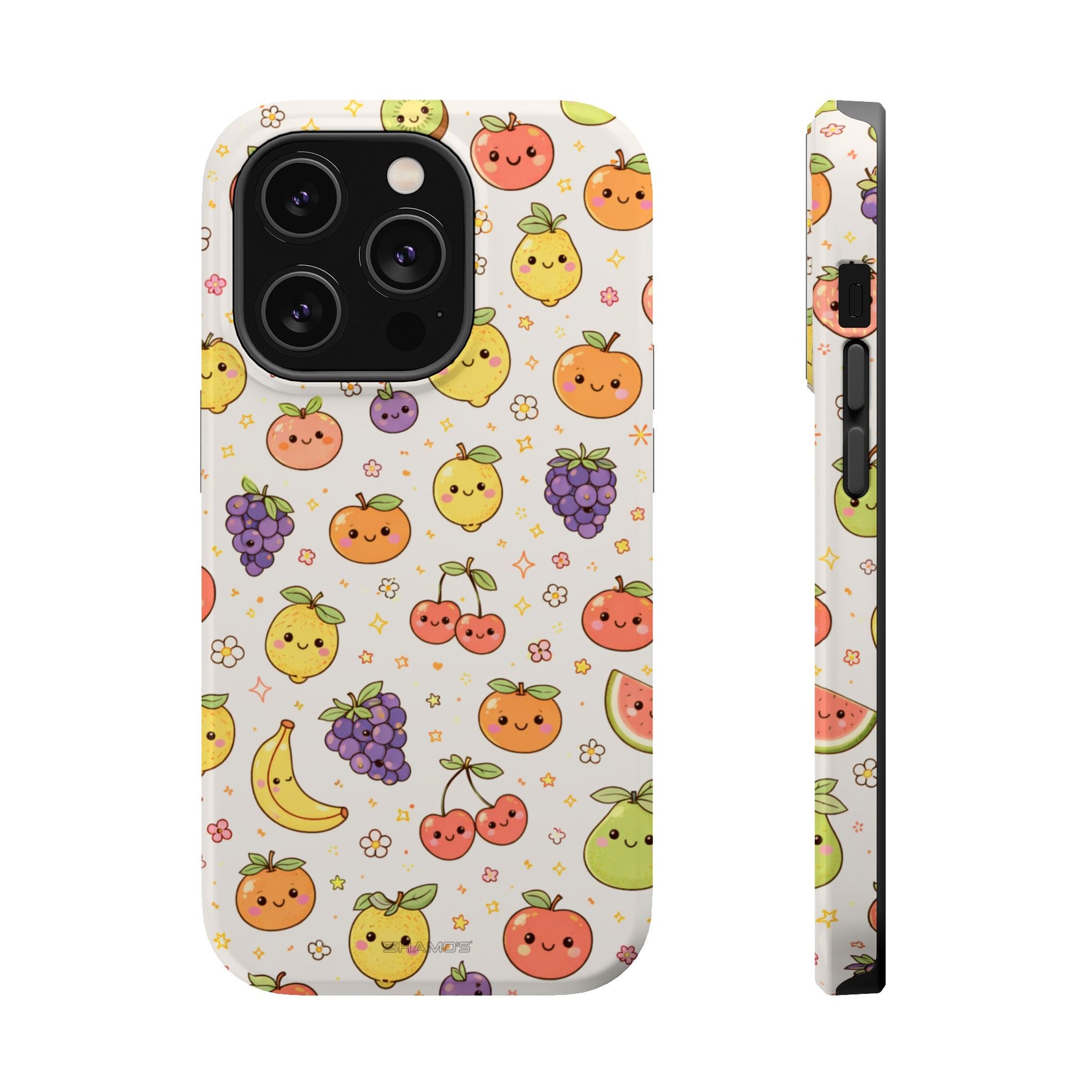 Cute Kawaii Fun Fruit Pattern Magnetic Impact-Resistant iPhone Case with MagSafe Compatibility