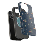 Desert Moon MagSafe Phone Case, glossy square triple-camera Pro model, exploded shell and liner with magnetic ring