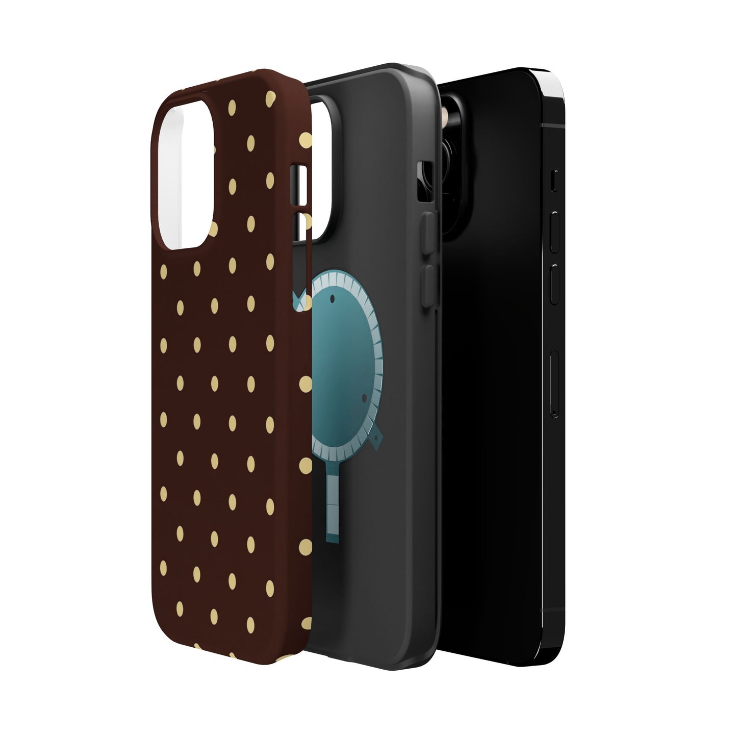 Polka Dot iPhone Case — Brown & Cream Protective Cover with MagSafe compatibility