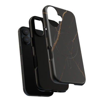 Black & Gold Marble iPhone Case with MagSafe